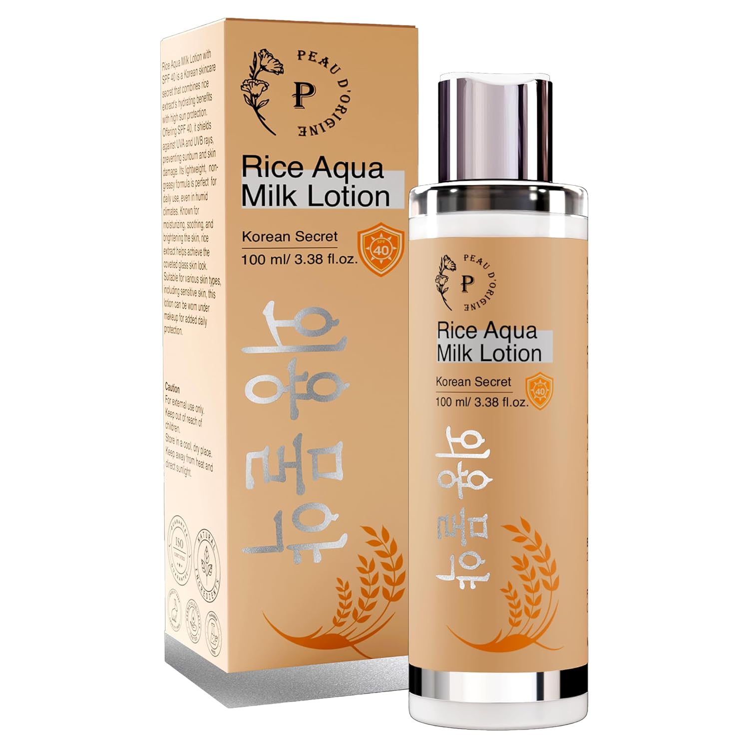 Peau D’origine Rice Aqua Milk Lotion with SPF40 (100 ml, 3.38 fl.oz)